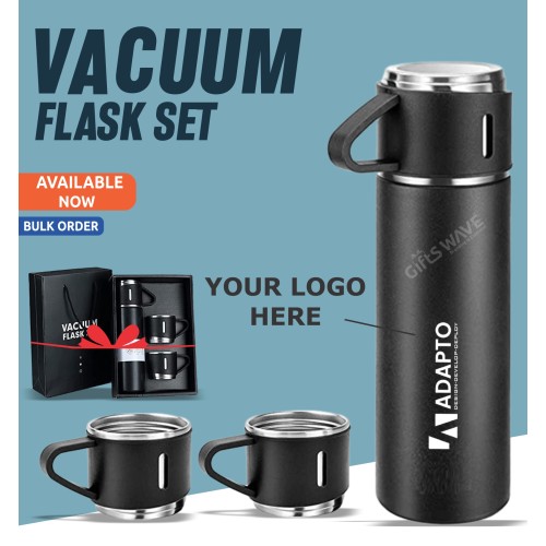 Insulated Vacuum Flask Set With 3 Cup  